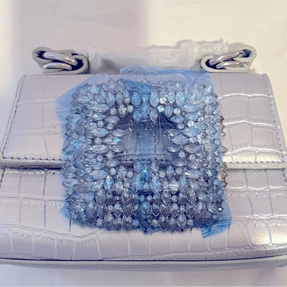New Mini Silver and Blue Crystal Embellished Bag